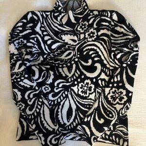 INDUSTRY Black & White Paisley Mock Neck Sweater